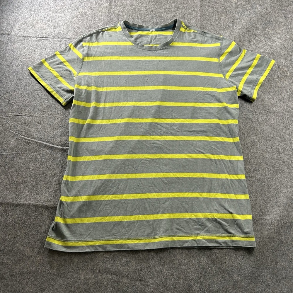 Lululemon Shirt Mens Medium Gray Yellow Crew Neck Short Sleeve Casual Cotton Tee